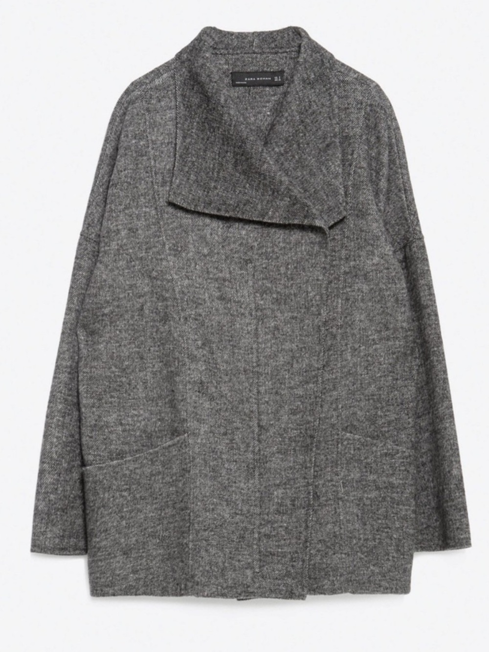 Zara Grey Wool Open-Front Coat - Picture 1 of 3